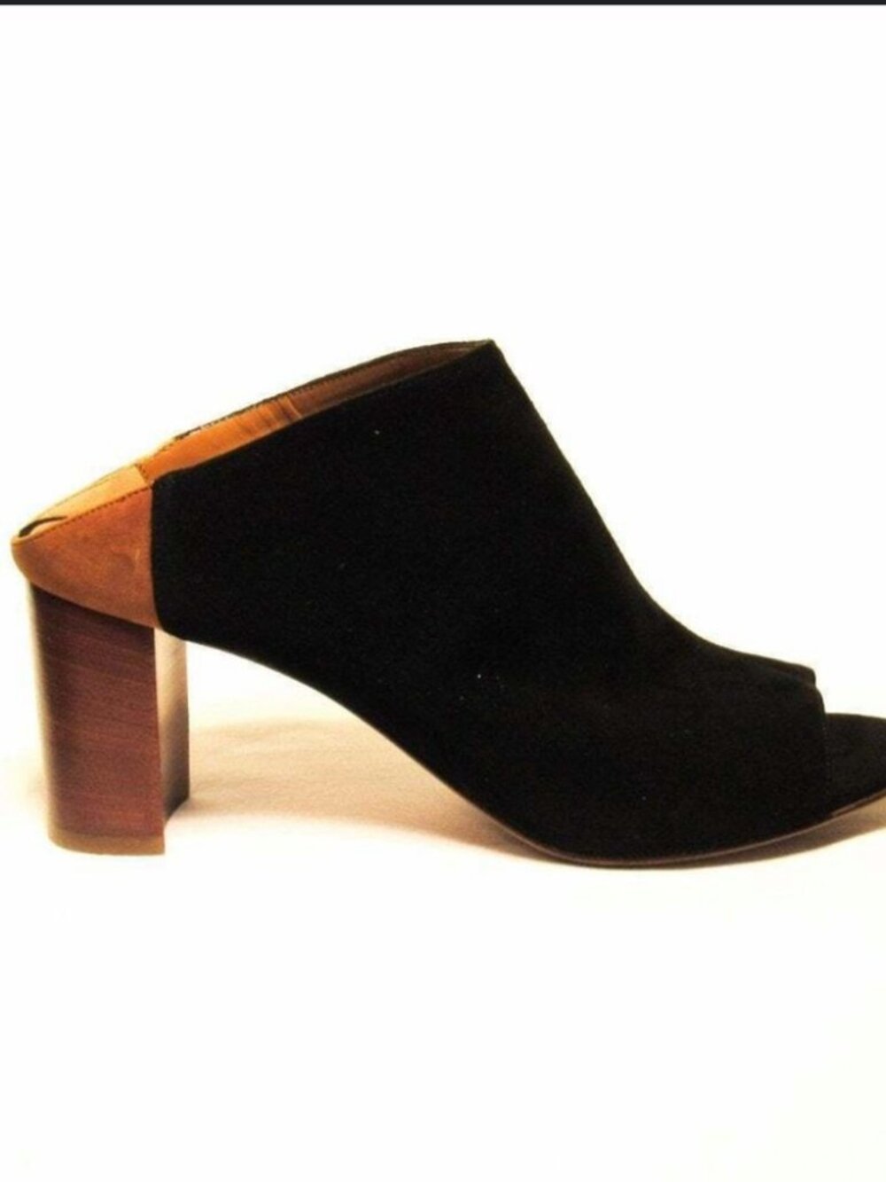 Aquatalia Black Suede Open-Toe Mule Heels
